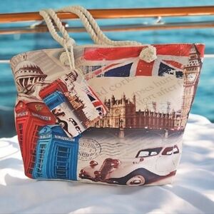 Beach Bag Or Travel Bag Colorful EUROPEAN SCENE NEW good Size